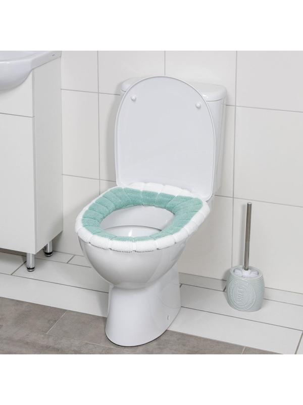 Чехол на сиденье для унитаза на резинке «Полоски», 31,5×31,5 см, 75 г, цвет МИКС