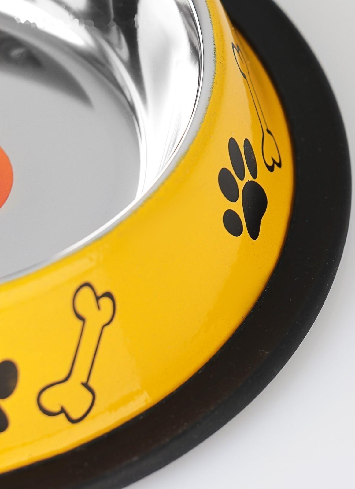 Миска для собак Пижон, с нескользящим основанием, с принтом, желтая, 230 мл