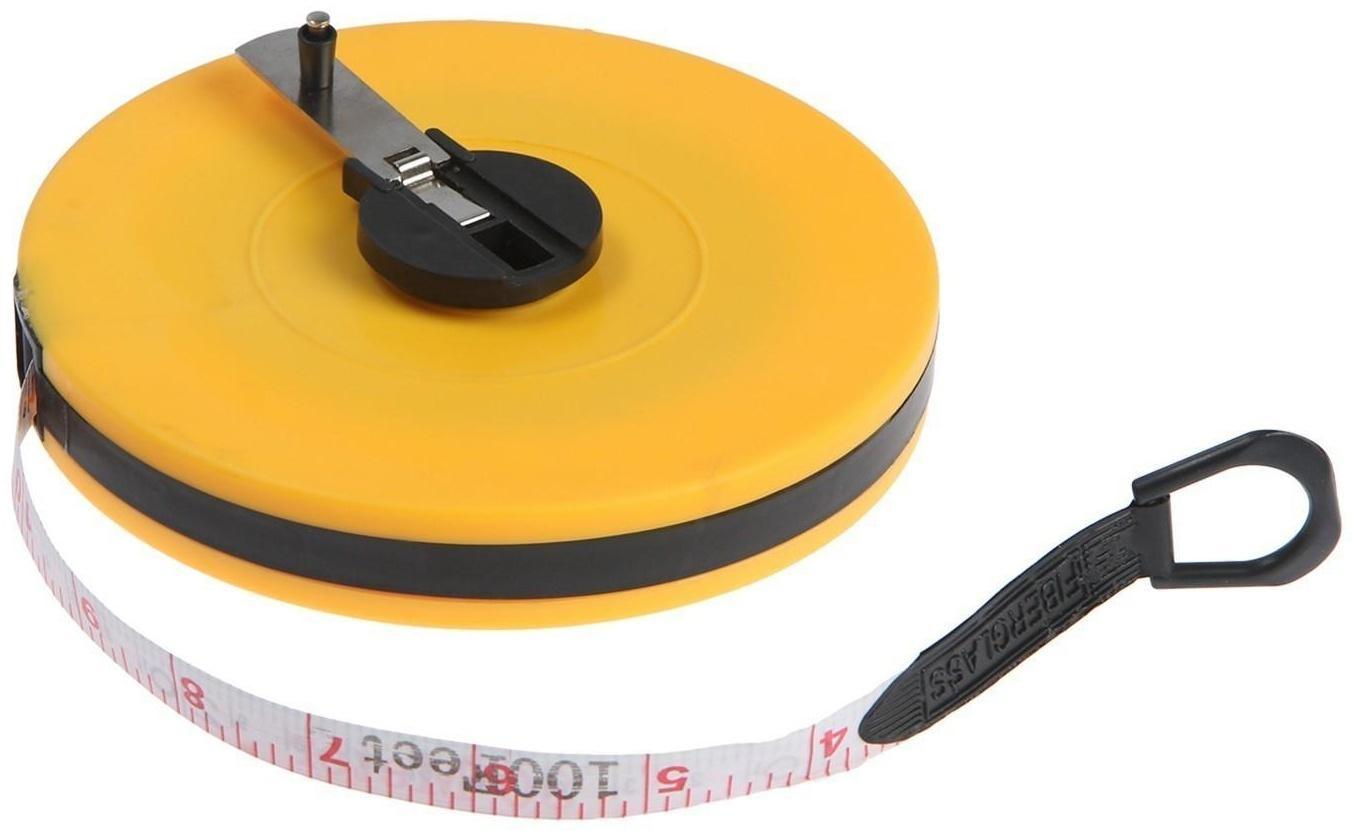 Рулетка геодезическая ЛОМ, фиберглассовая лента, закрытый корпус, 30 м х 13 мм