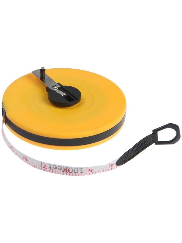 Рулетка геодезическая ЛОМ, фиберглассовая лента, закрытый корпус, 30 м х 13 мм