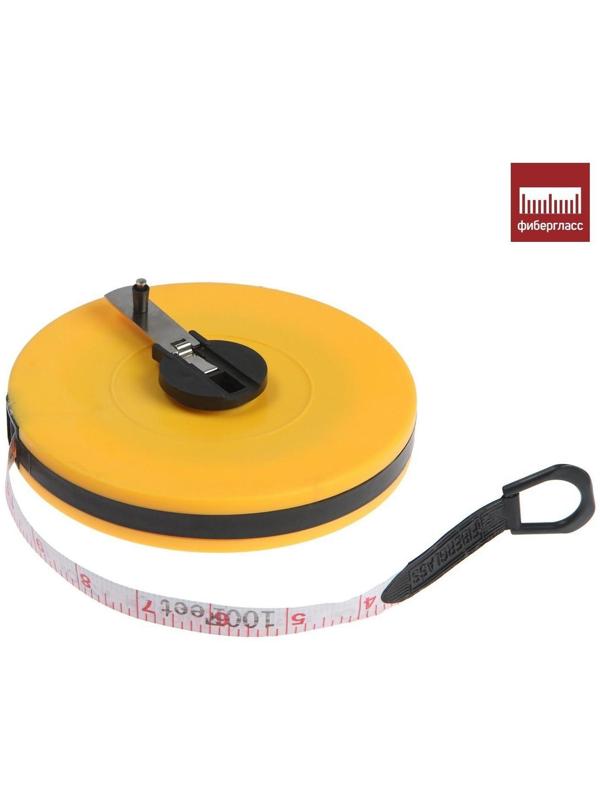Рулетка геодезическая ЛОМ, фиберглассовая лента, закрытый корпус, 30 м х 13 мм