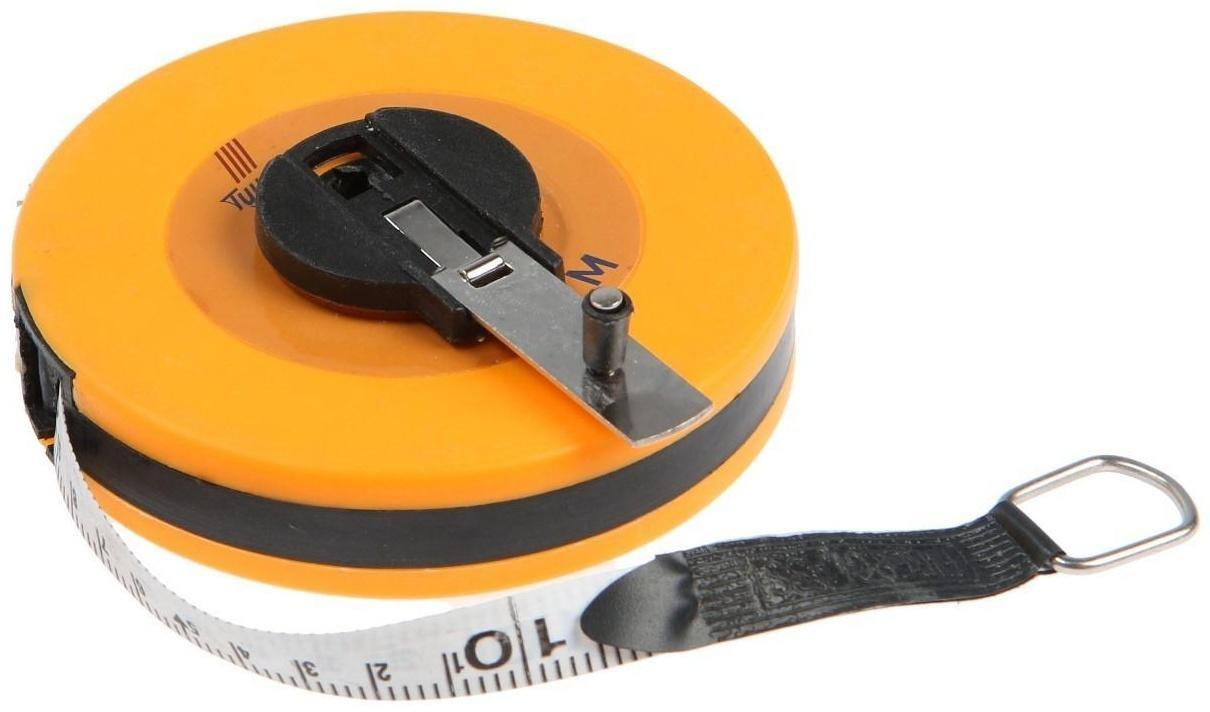 Рулетка геодезическая ТУНДРА, фиберглассовая лента, закрытый корпус, 10 м х 13 мм