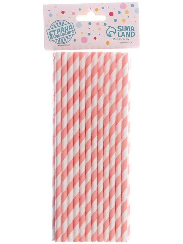 Трубочка для коктейля «Спираль», набор 25 шт., цвет бело-розовый