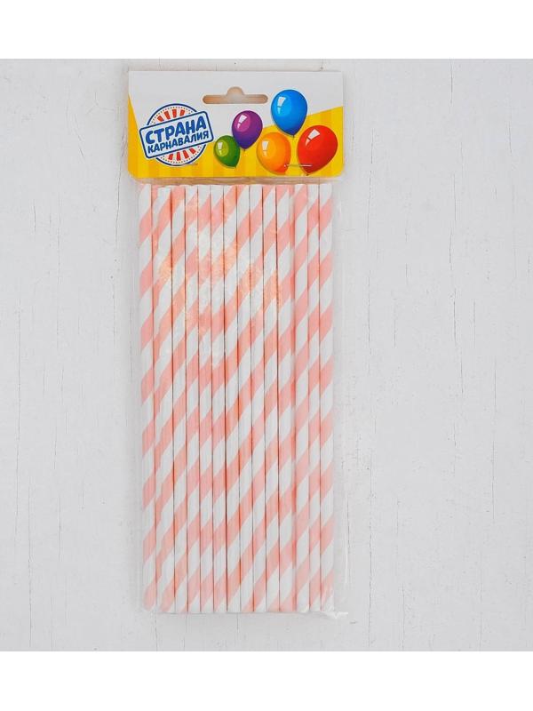 Трубочка для коктейля «Спираль», набор 25 шт., цвет бело-розовый