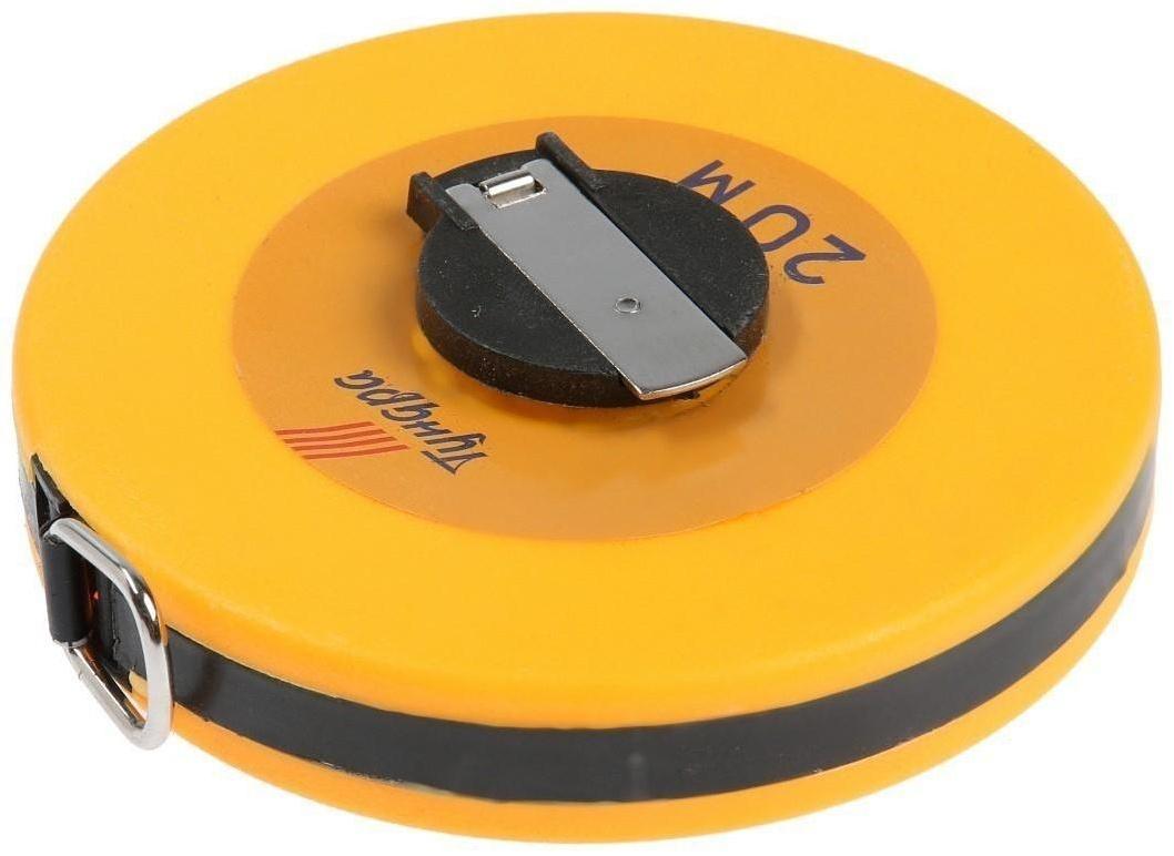 Рулетка геодезическая ТУНДРА, фиберглассовая лента, закрытый корпус, 20 м х 13 мм