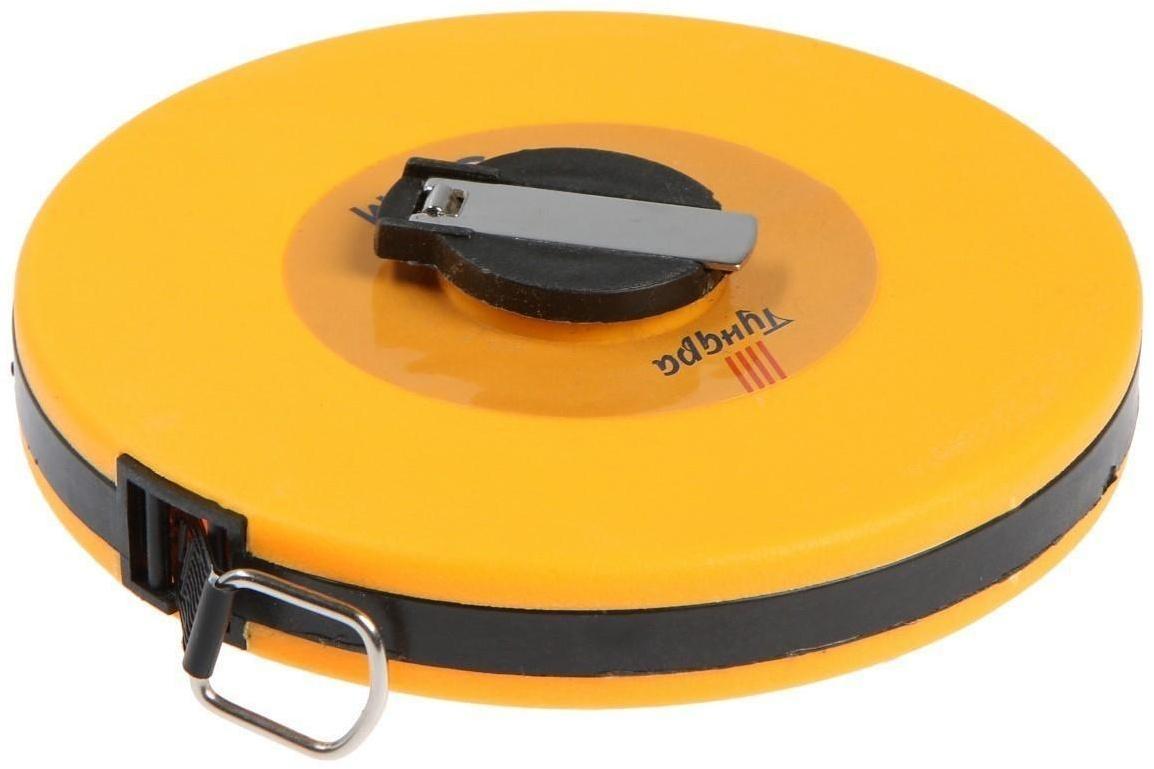 Рулетка геодезическая ТУНДРА, фиберглассовая лента, закрытый корпус, 30 м х 13 мм