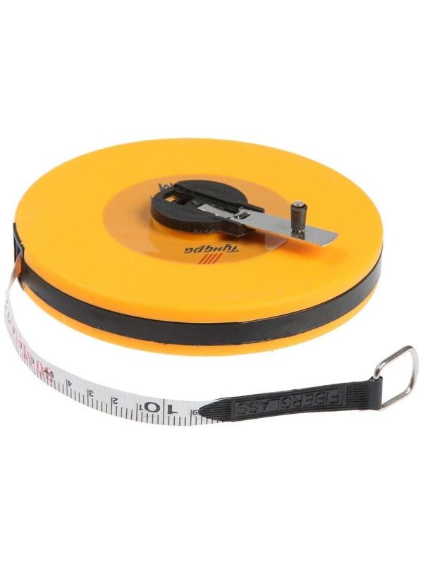 Рулетка геодезическая ТУНДРА, фиберглассовая лента, закрытый корпус, 30 м х 13 мм