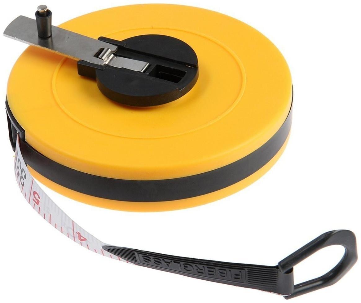 Рулетка геодезическая ЛОМ, фиберглассовая лента, закрытый корпус, 10 м х 13 мм