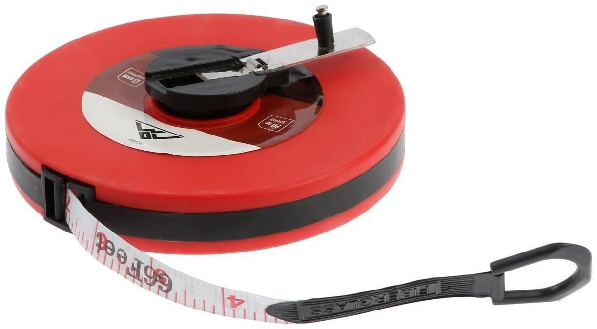 Рулетка геодезическая ЛОМ, фиберглассовая лента, закрытый корпус, 20 м х 13 мм