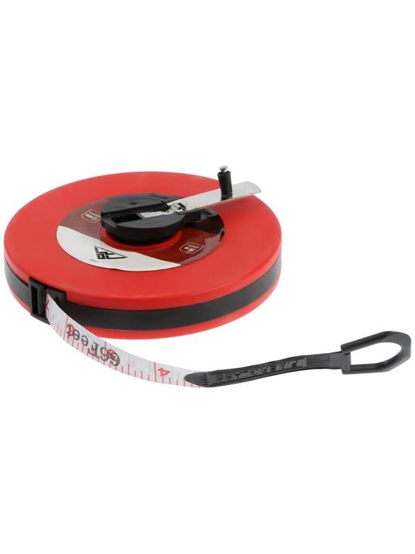 Рулетка геодезическая ЛОМ, фиберглассовая лента, закрытый корпус, 20 м х 13 мм