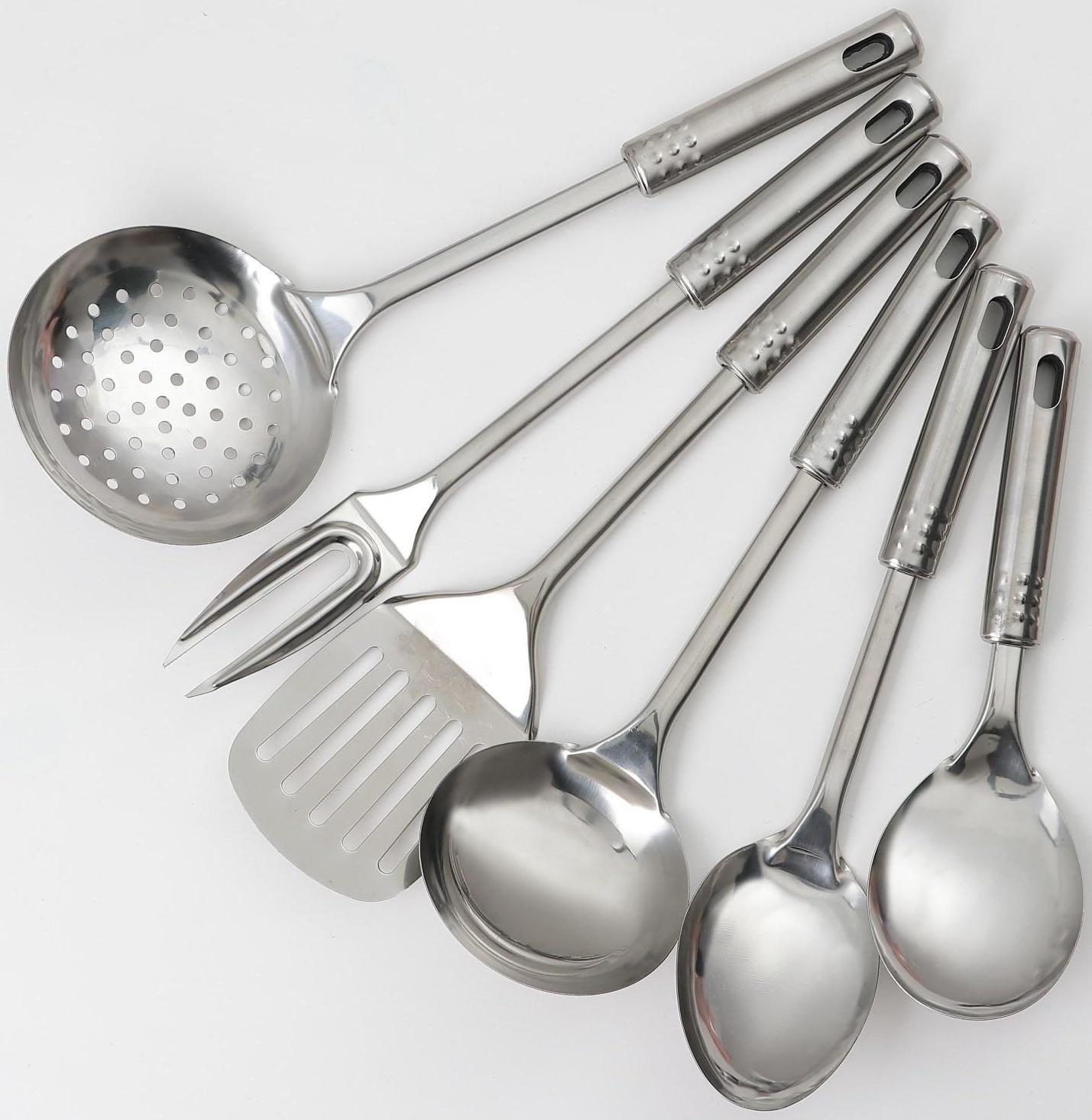 Набор кухонных принадлежностей «Стандарт», 6 предметов, на подвесе, цвет серебряный