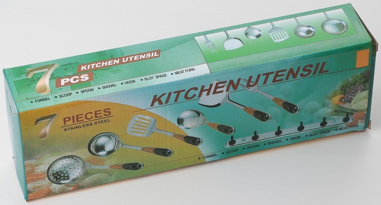 Набор кухонных принадлежностей «Стандарт», 6 предметов, на подвесе, цвет серебряный