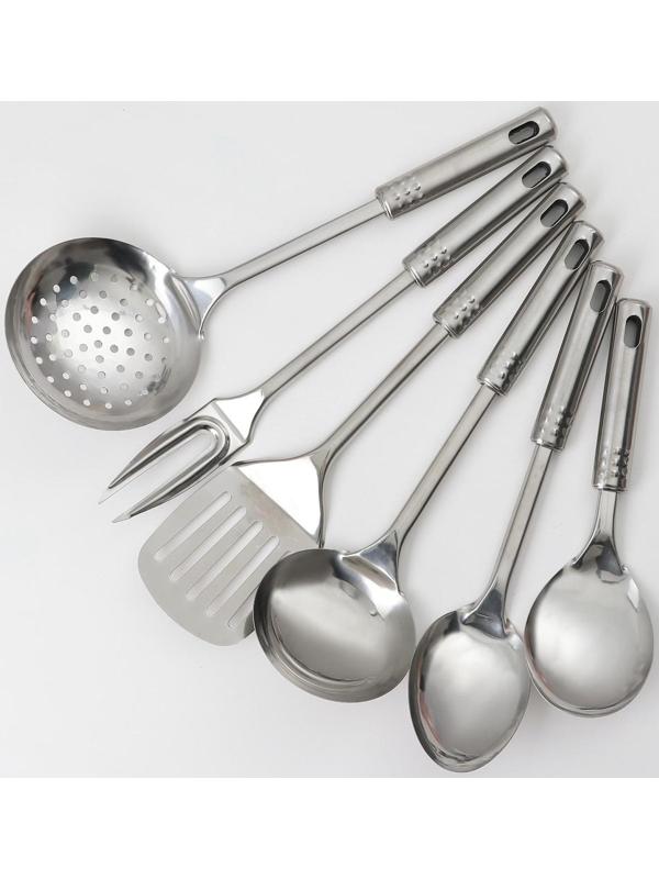 Набор кухонных принадлежностей «Стандарт», 6 предметов, на подвесе, цвет серебряный