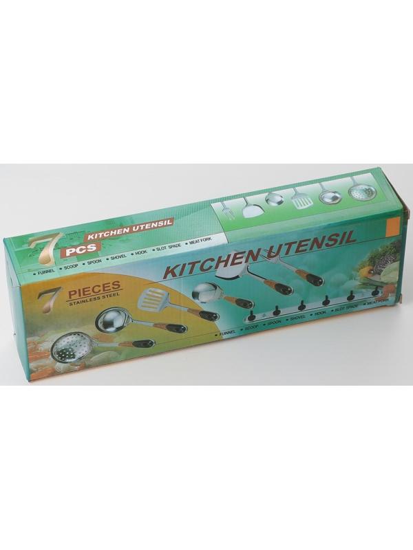 Набор кухонных принадлежностей «Стандарт», 6 предметов, на подвесе, цвет серебряный