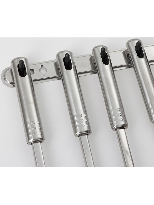 Набор кухонных принадлежностей «Стандарт», 6 предметов, на подвесе, цвет серебряный