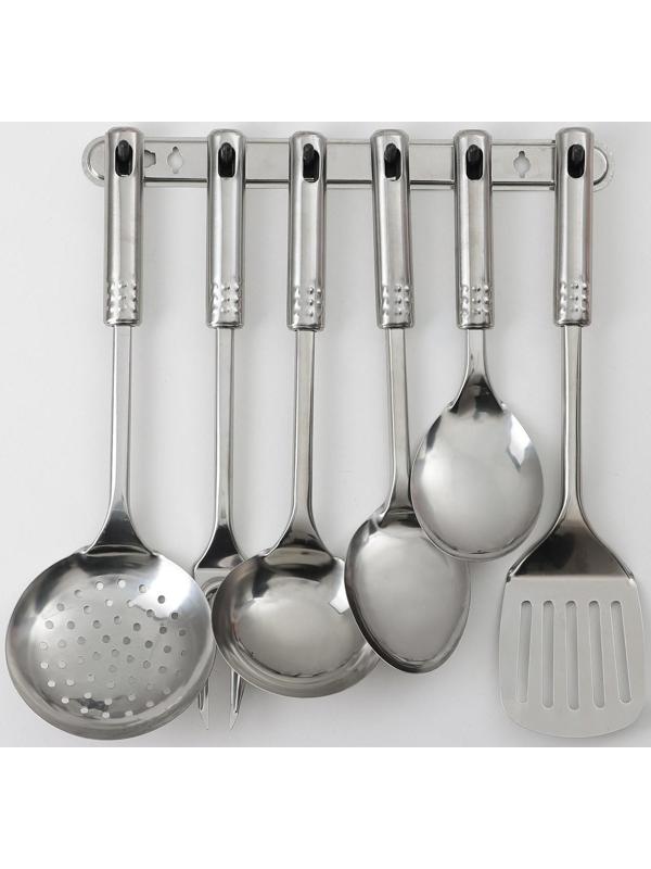 Набор кухонных принадлежностей «Стандарт», 6 предметов, на подвесе, цвет серебряный
