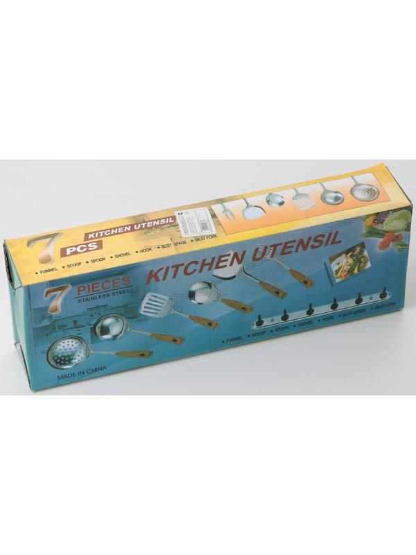 Набор кухонных принадлежностей «Стандарт», 6 предметов, на подвесе, цвет серебряный