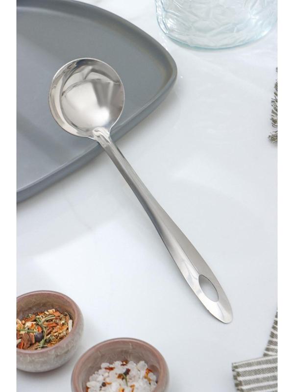 Ложка для соуса из нержавеющей стали Доляна «Хозяюшка», 30 мл, h=25 см, цвет серебряный