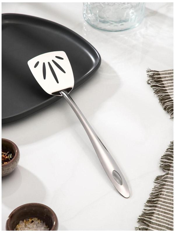 Лопатка из нержавеющей стали Доляна «Хозяюшка», с отверстиями, h=28 см, цвет серебряный