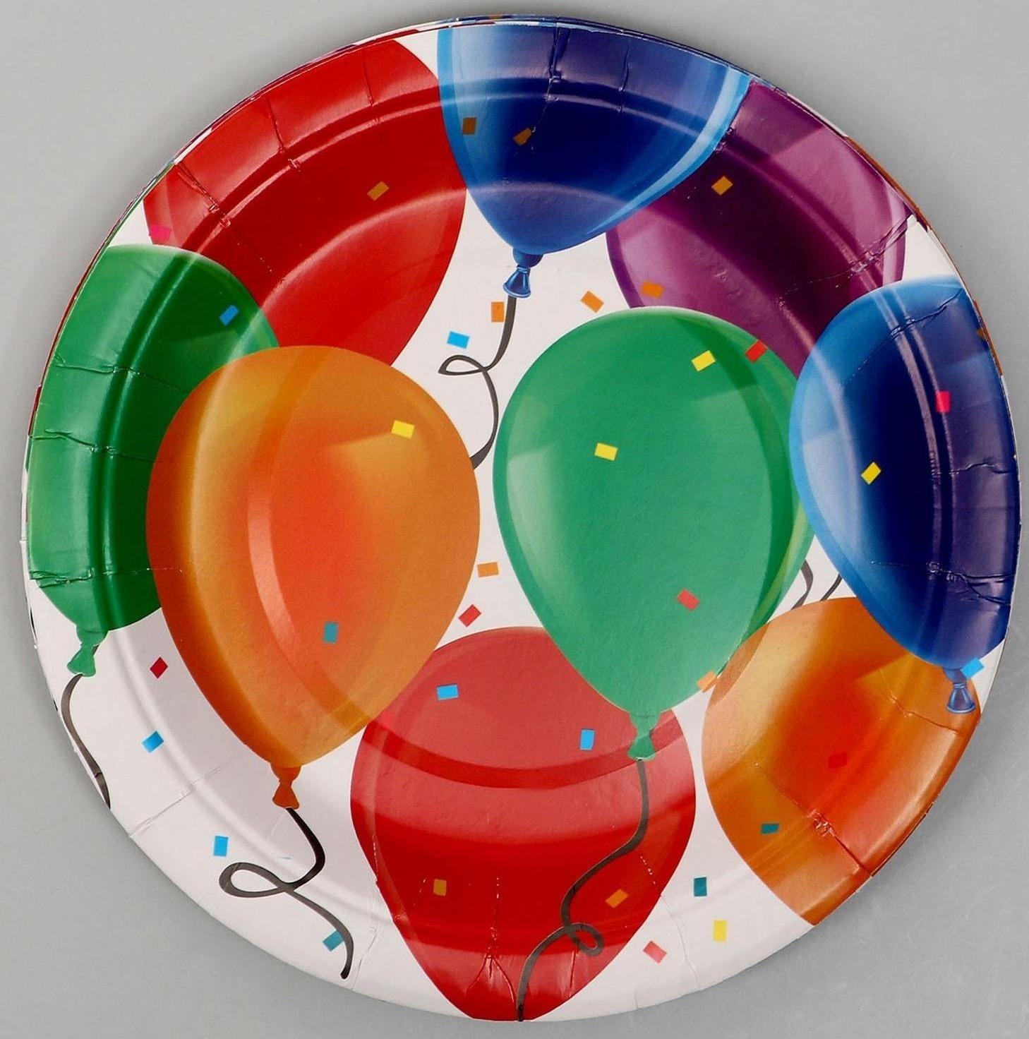 Тарелка бумажная «Шары», набор 6 шт.