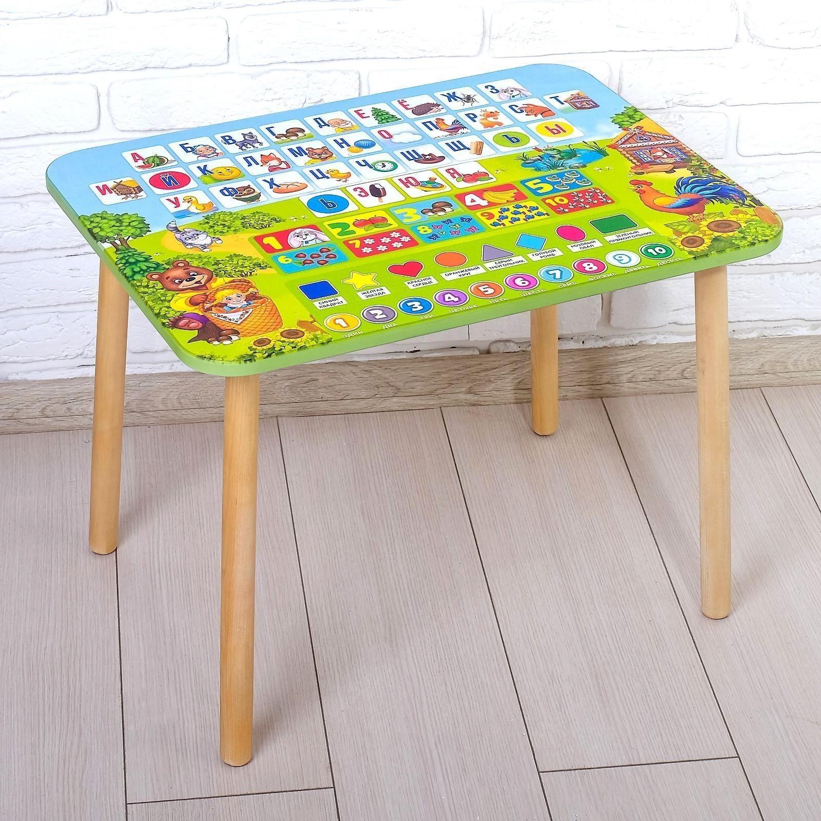 Стол «Алфавит 4», с деревянными ножками