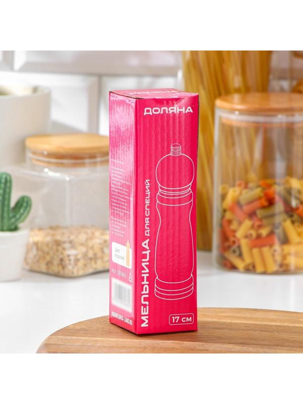 Мельница для специй, 17×4,5 см, металлический механизм, цвет светлое дерево