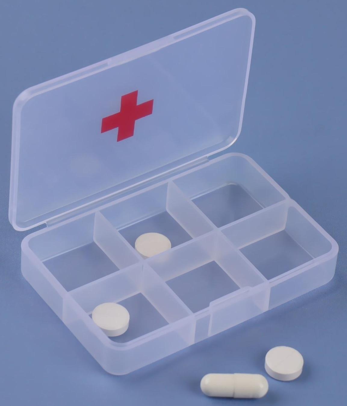 Таблетница «Быстрая аптечка», 6 секций, цвет прозрачный