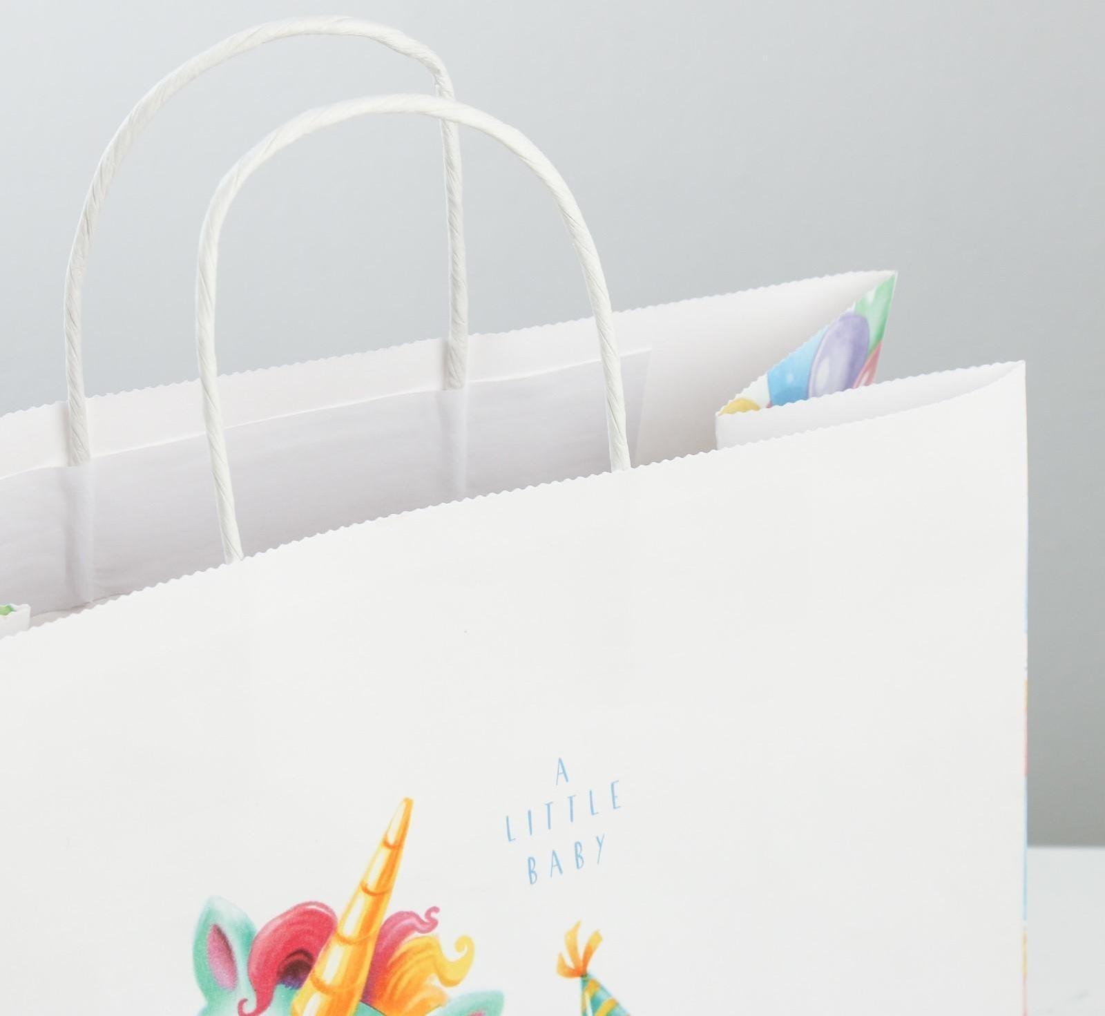 Пакет подарочный крафт «Малыши», 32 × 28 × 15 см