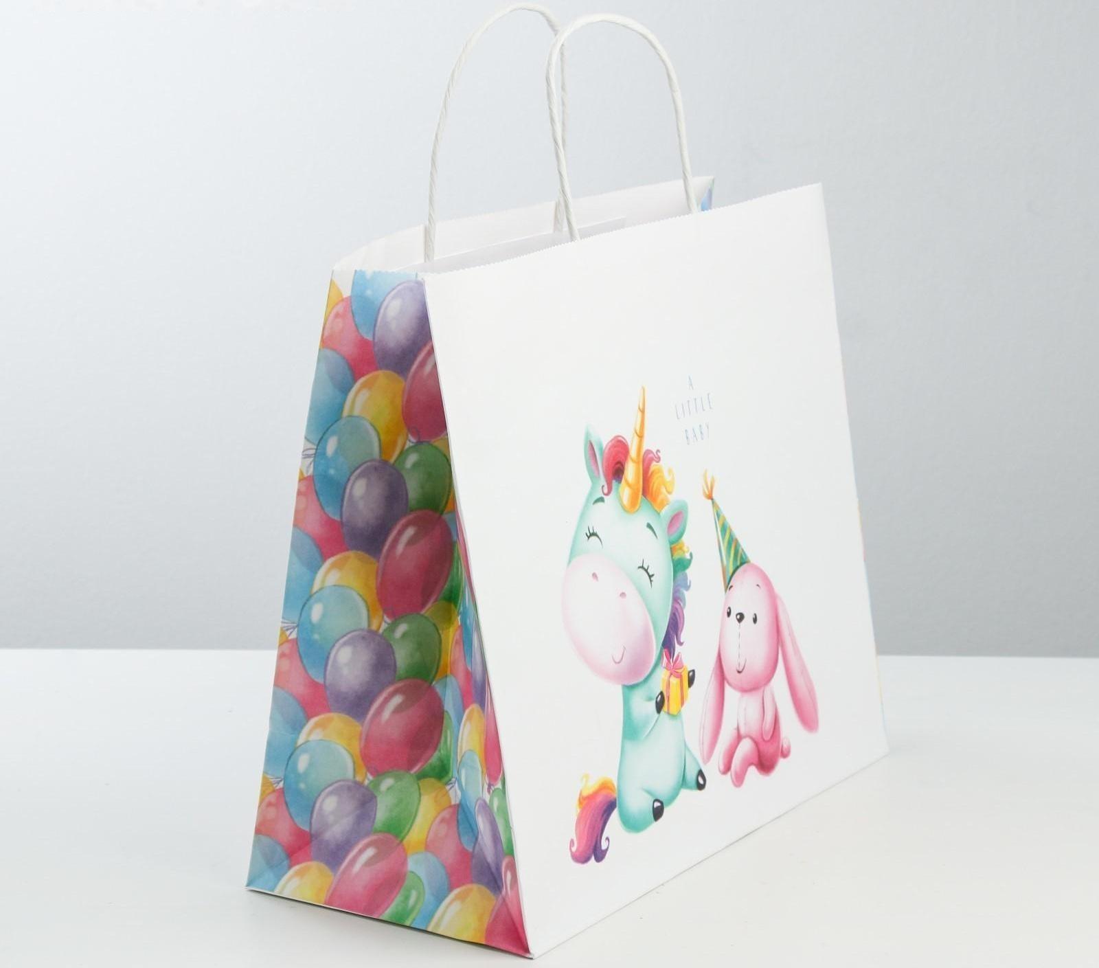 Пакет подарочный крафт «Малыши», 32 × 28 × 15 см