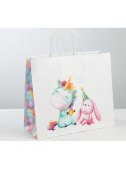 Пакет подарочный крафт «Малыши», 32 × 28 × 15 см