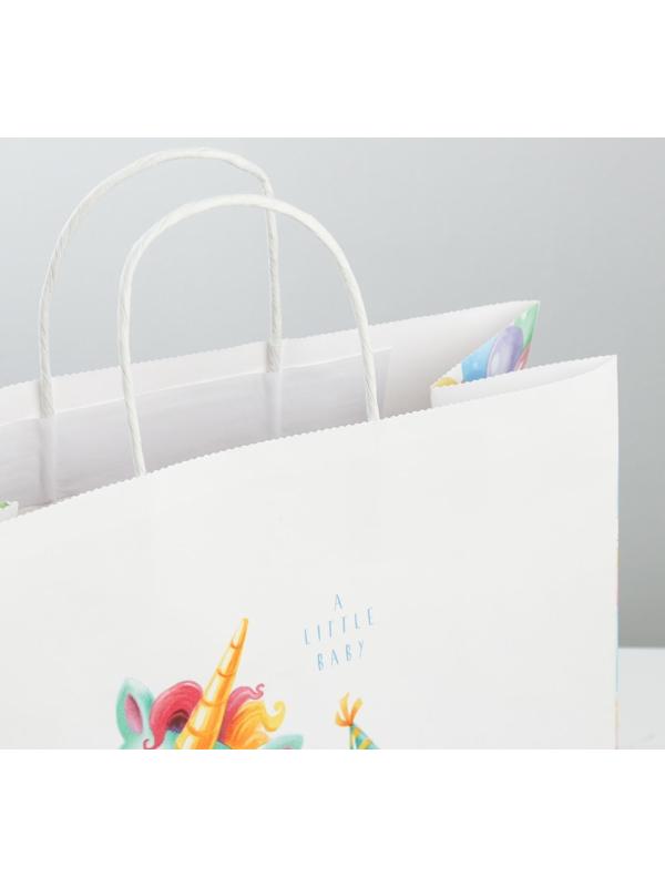 Пакет подарочный крафт «Малыши», 32 × 28 × 15 см