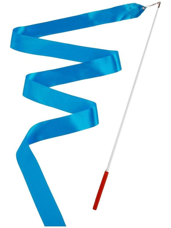 Лента гимнастическая с палочкой, 6 м, цвет голубой