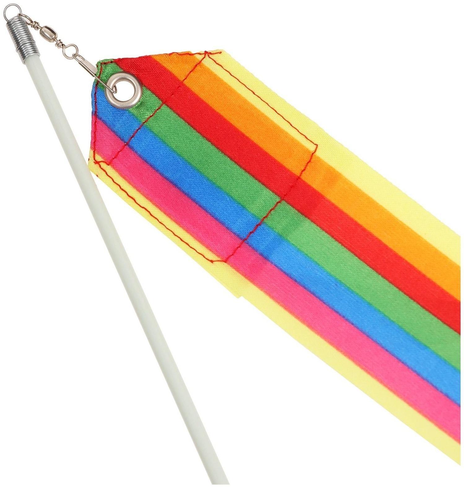 Лента гимнастическая с палочкой, 6 м, цвет радуга