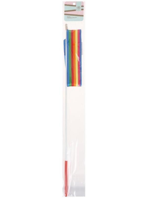 Лента гимнастическая с палочкой, 6 м, цвет радуга