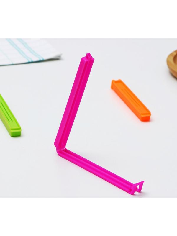Набор зажимов для пакета, 14 см, 5 шт, цвет МИКС