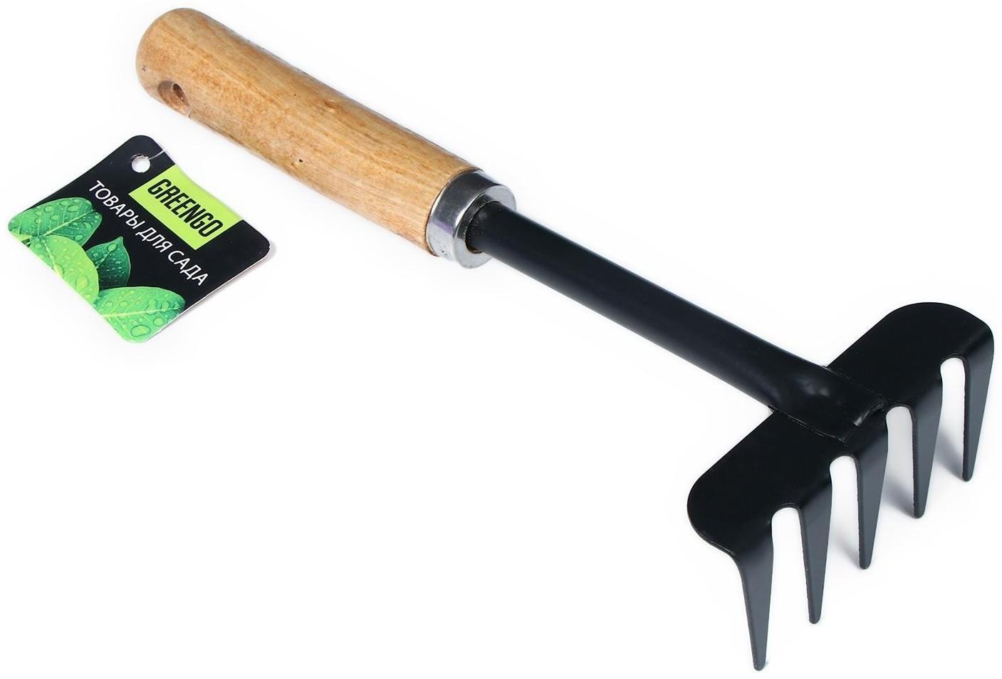 Грабли, длина 31 см, 5 зубцов, деревянная ручка