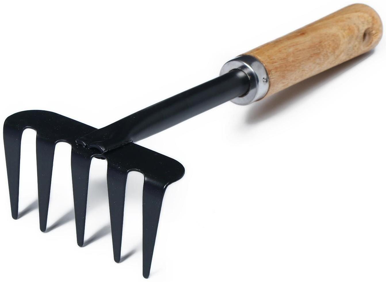 Грабли, длина 31 см, 5 зубцов, деревянная ручка