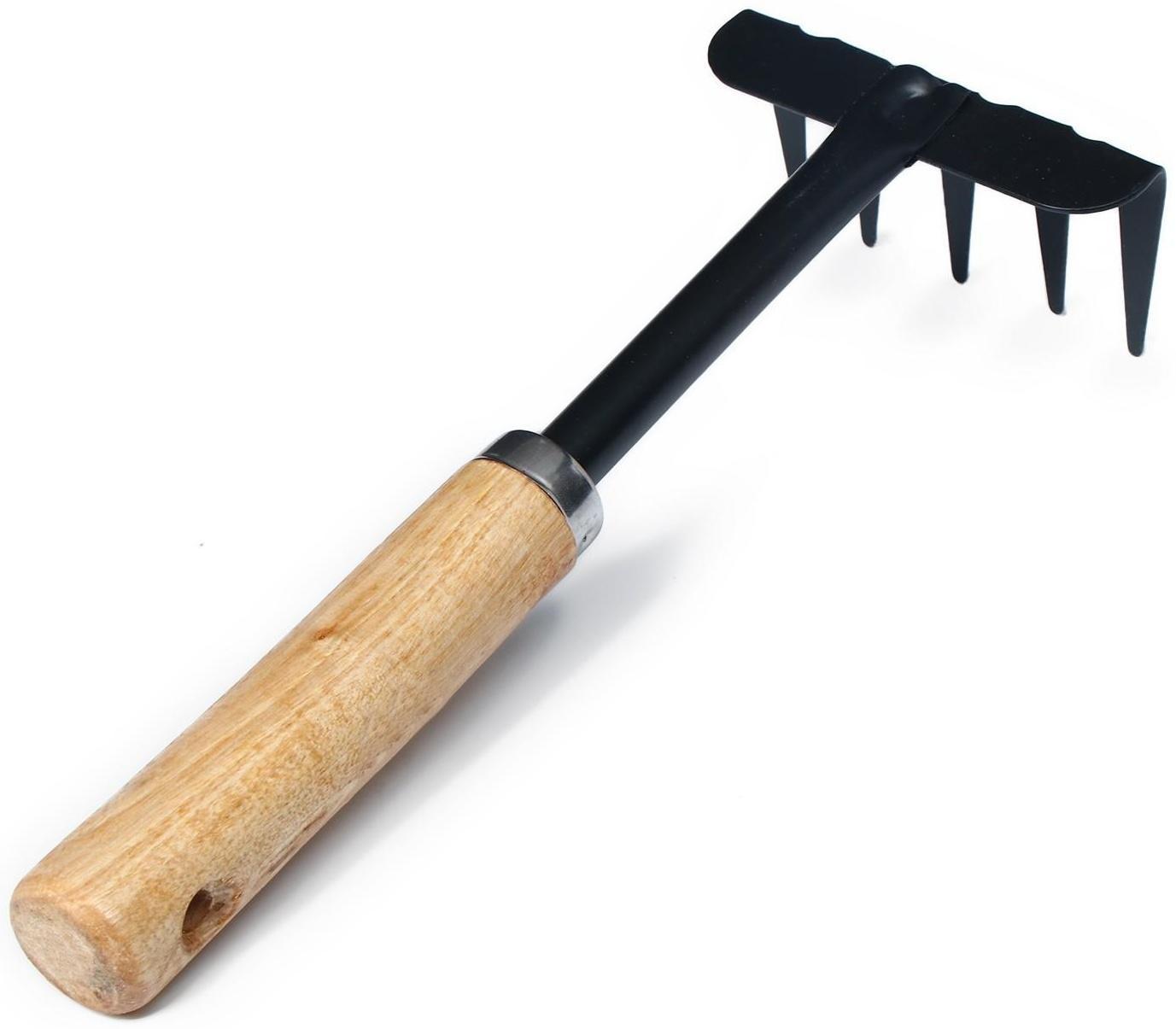 Грабли, длина 31 см, 5 зубцов, деревянная ручка