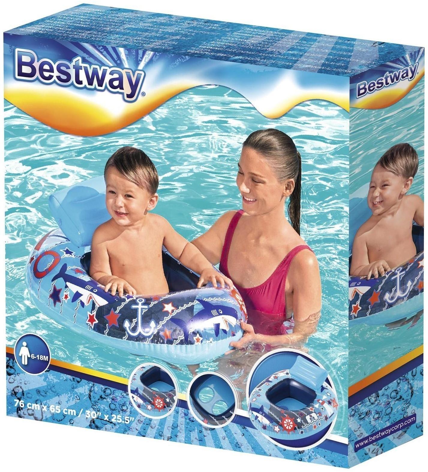 Круг для плавания с сиденьем «Лодочка», 76 х 65 см, от 6-18 мес, цвета МИКС, 34126 Bestway