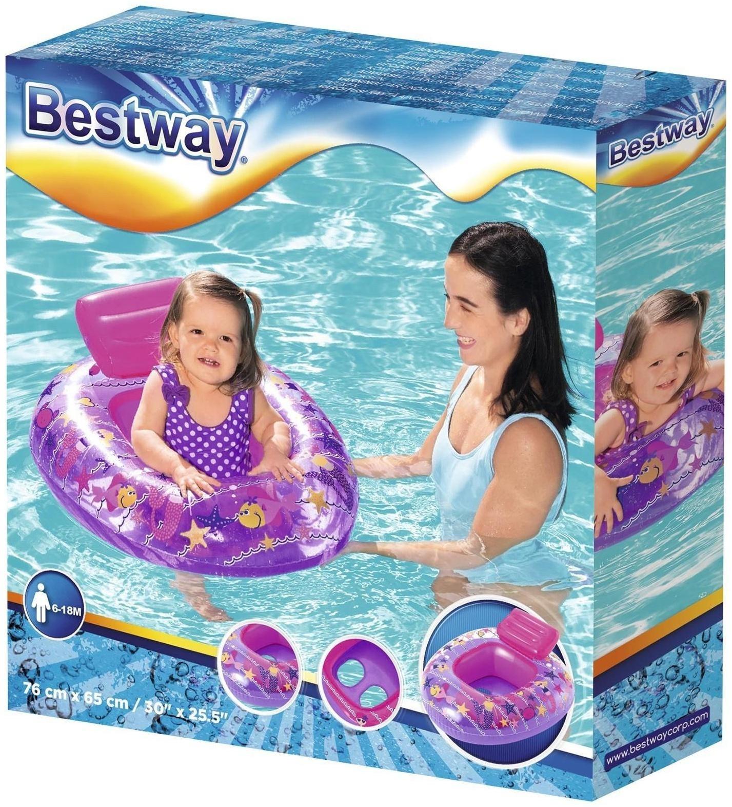 Круг для плавания с сиденьем «Лодочка», 76 х 65 см, от 6-18 мес, цвета МИКС, 34126 Bestway