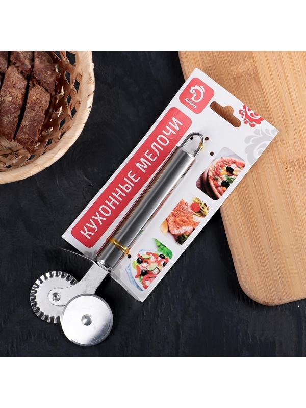 Нож для теста и пиццы Доляна «Металлик», 2 лезвия, 18 см, цвет хромированный