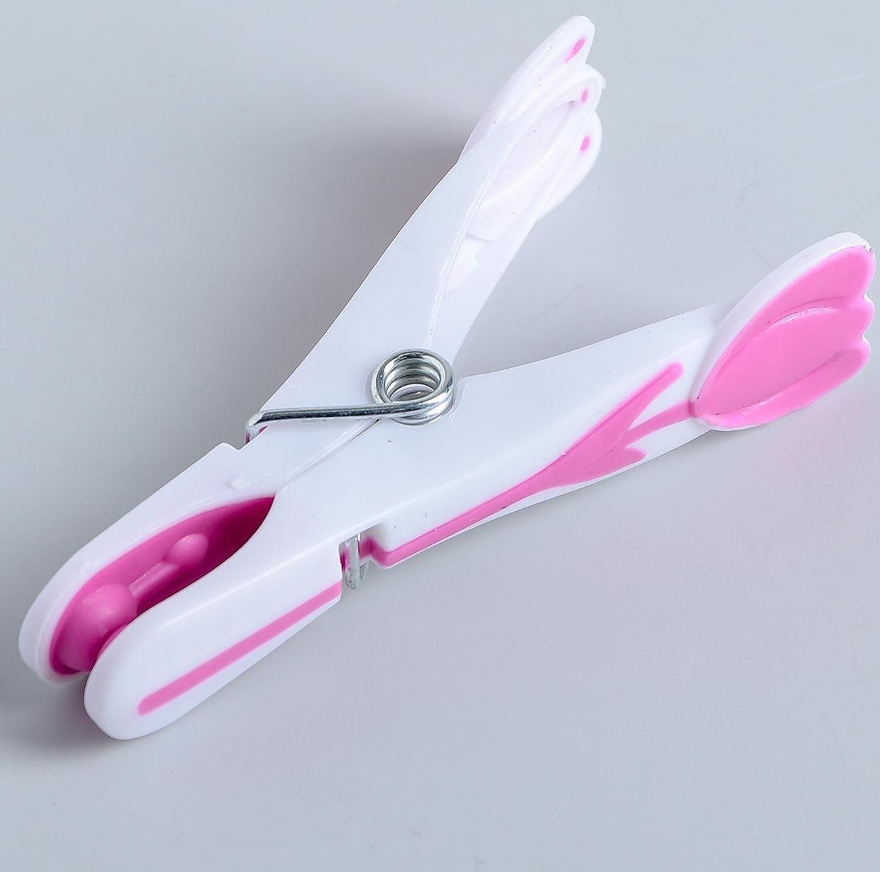 Прищепки бельевые «Тюльпаны», 8,5 см, 12 шт, цвет МИКС