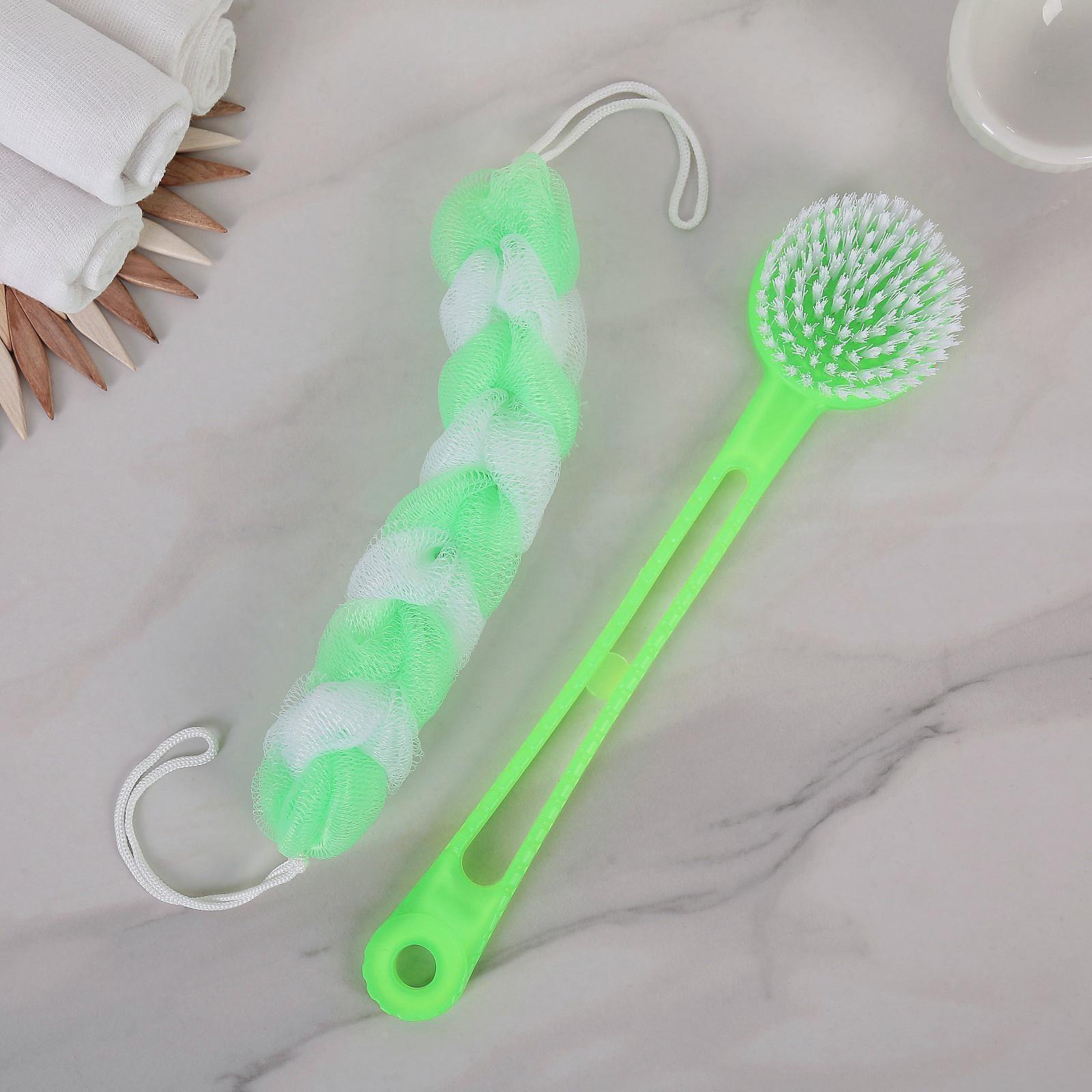 Набор банный, 2 предмета: мочалка, щётка банная, цвет МИКС