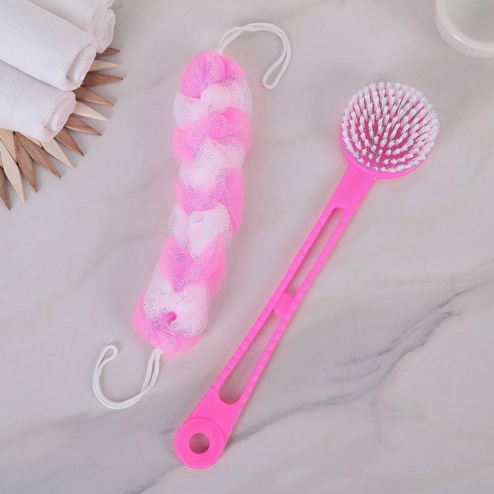 Набор банный, 2 предмета: мочалка, щётка банная, цвет МИКС