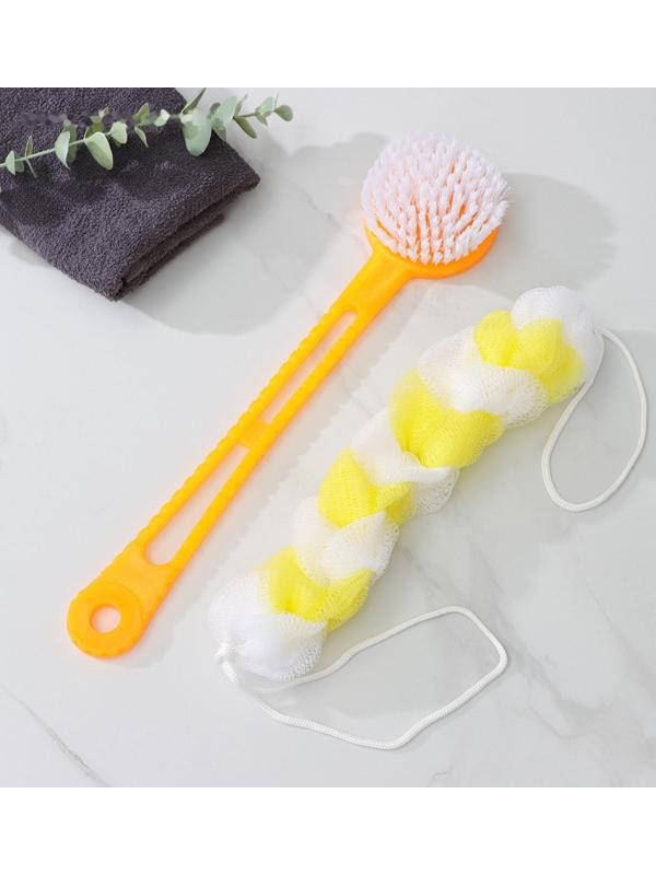 Набор банный, 2 предмета: мочалка, щётка банная, цвет МИКС