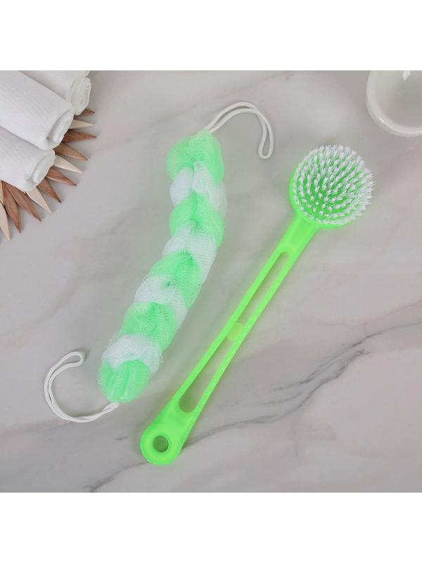 Набор банный, 2 предмета: мочалка, щётка банная, цвет МИКС