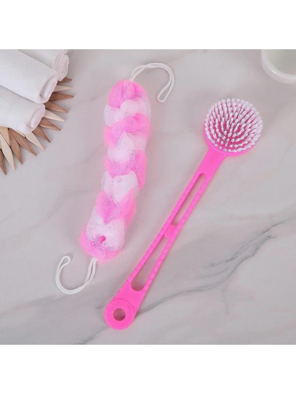 Набор банный, 2 предмета: мочалка, щётка банная, цвет МИКС