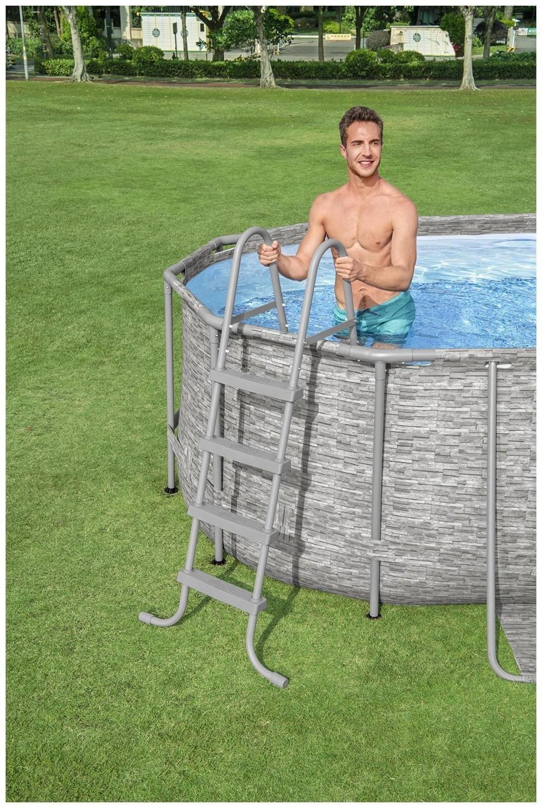 Бассейн каркасный Power Steel Swim Vista, 549 х 274 х 122, фильтр-насос, лестница, тент, 56716 Bestway