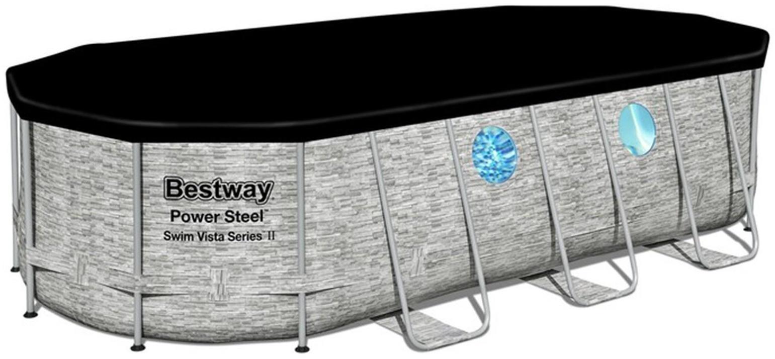 Бассейн каркасный Power Steel Swim Vista, 549 х 274 х 122, фильтр-насос, лестница, тент, 56716 Bestway