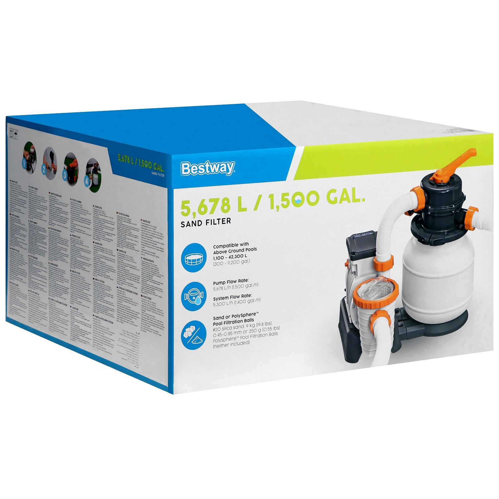 Фильтр-насос для бассейнов песочный 220-240V, 5678 л/ч, 58497 Bestway